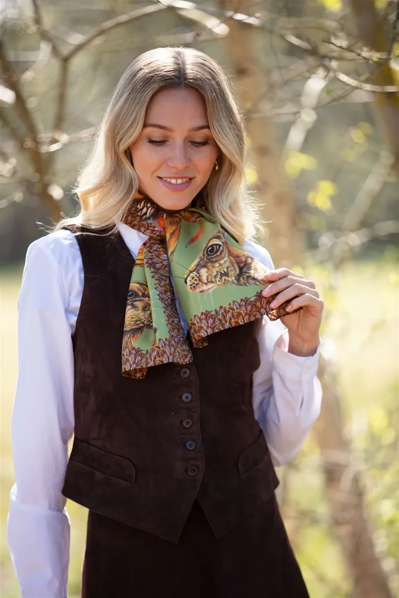 Clare Haggas A Head Of The Game Fern Green Narrow Scarf-2