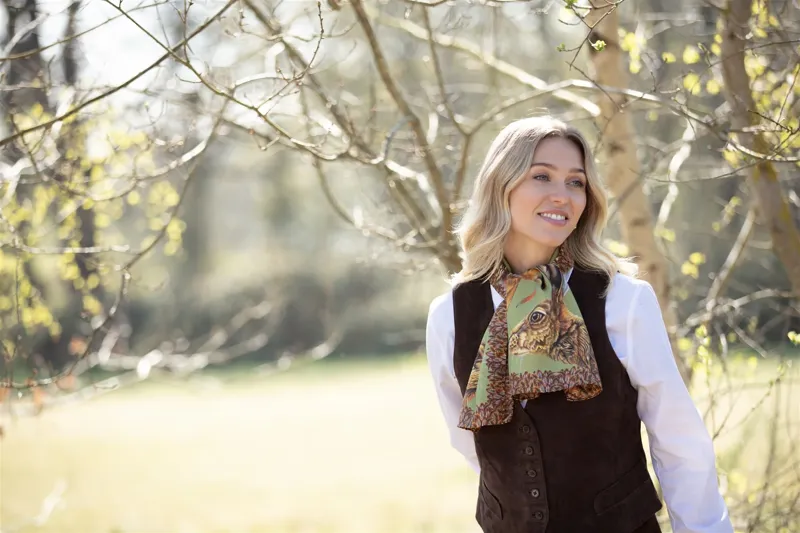 Clare Haggas A Head Of The Game Fern Green Narrow Scarf-3