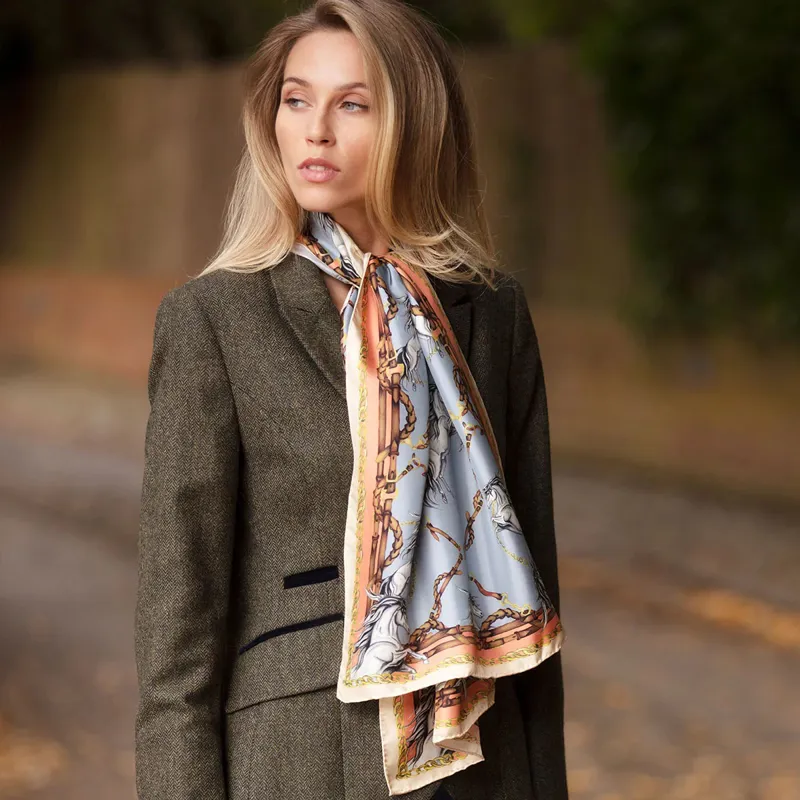Clare Haggas Rearing To Go Powder Blue And Rose Classic Scarf-1