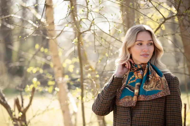 Clare Haggas A Head Of The Game Teal Narrow Scarf-2