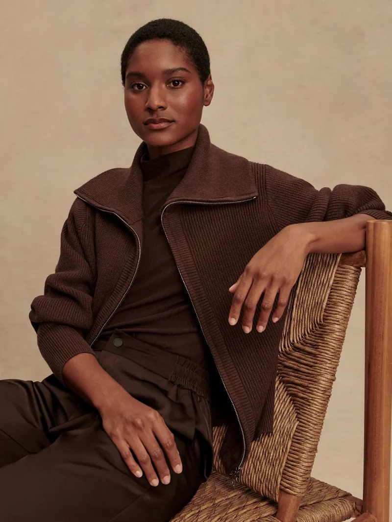 Varley Enrico Knit Jacket - Coffee Bean-5