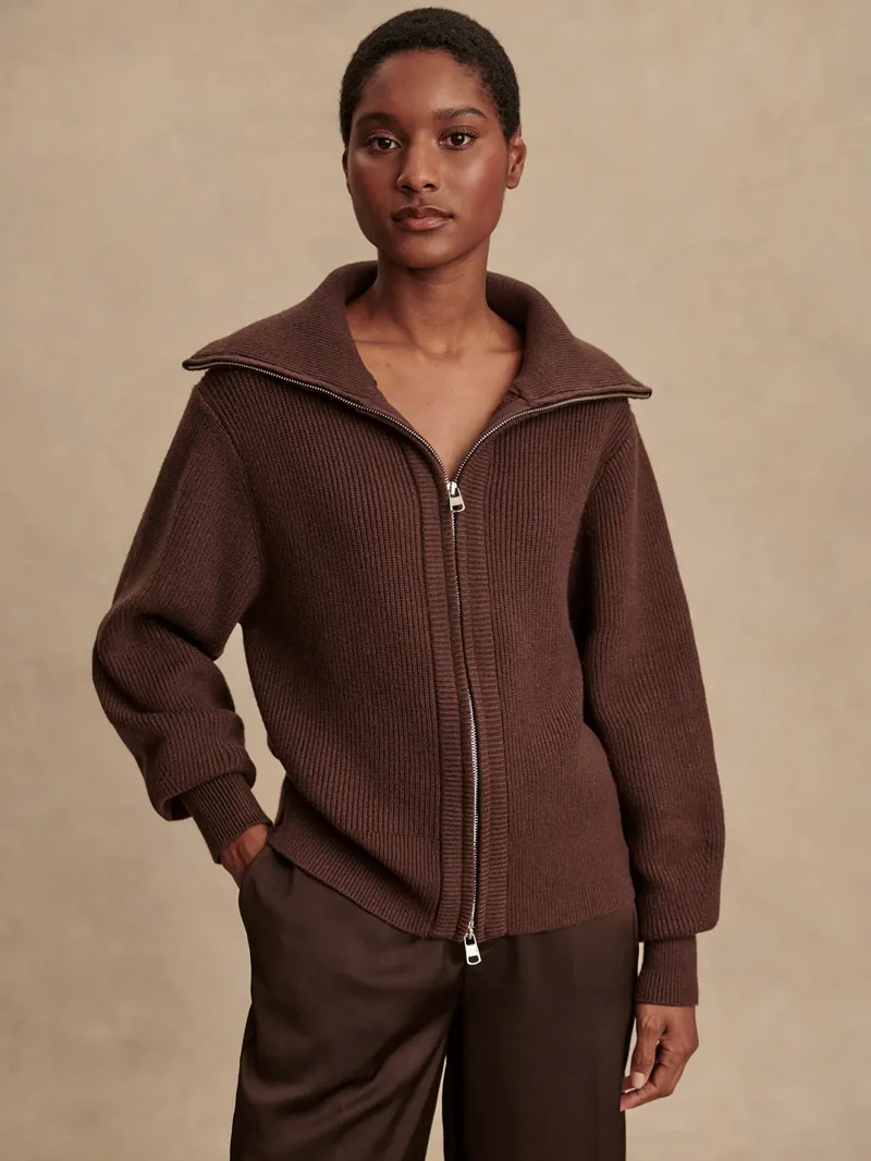 Varley Enrico Knit Jacket - Coffee Bean