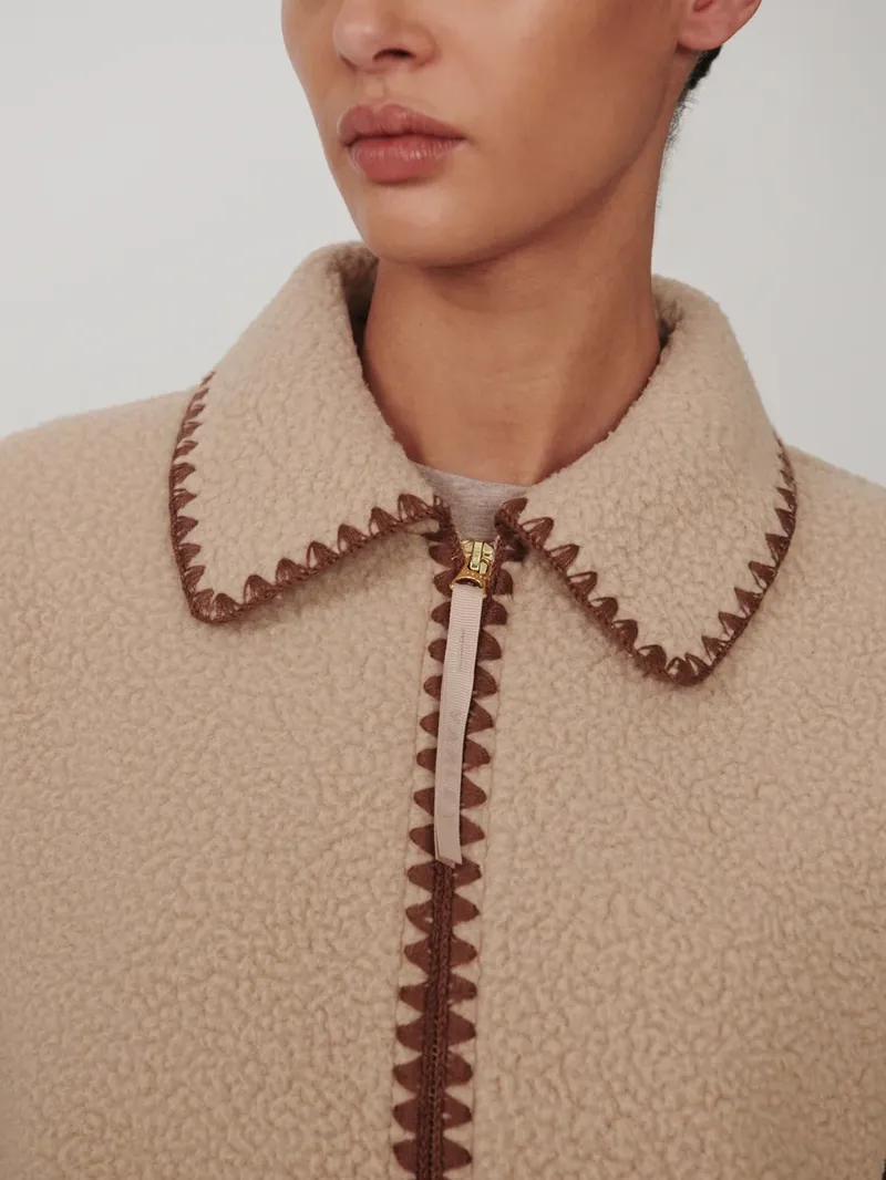 Varley Ruiko Zip-Through Fleece - Light Taupe-3