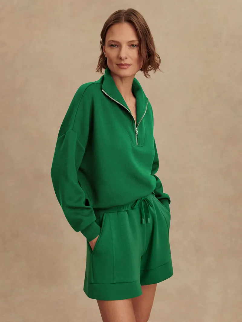 Varley Hawley Half Zip Sweat - Verdant Green-3