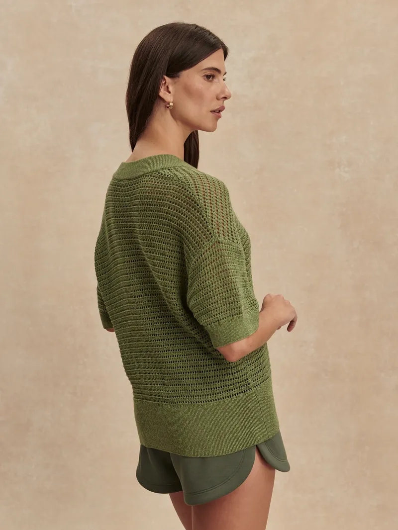 Varley Callie Knit Top - Olivine-3