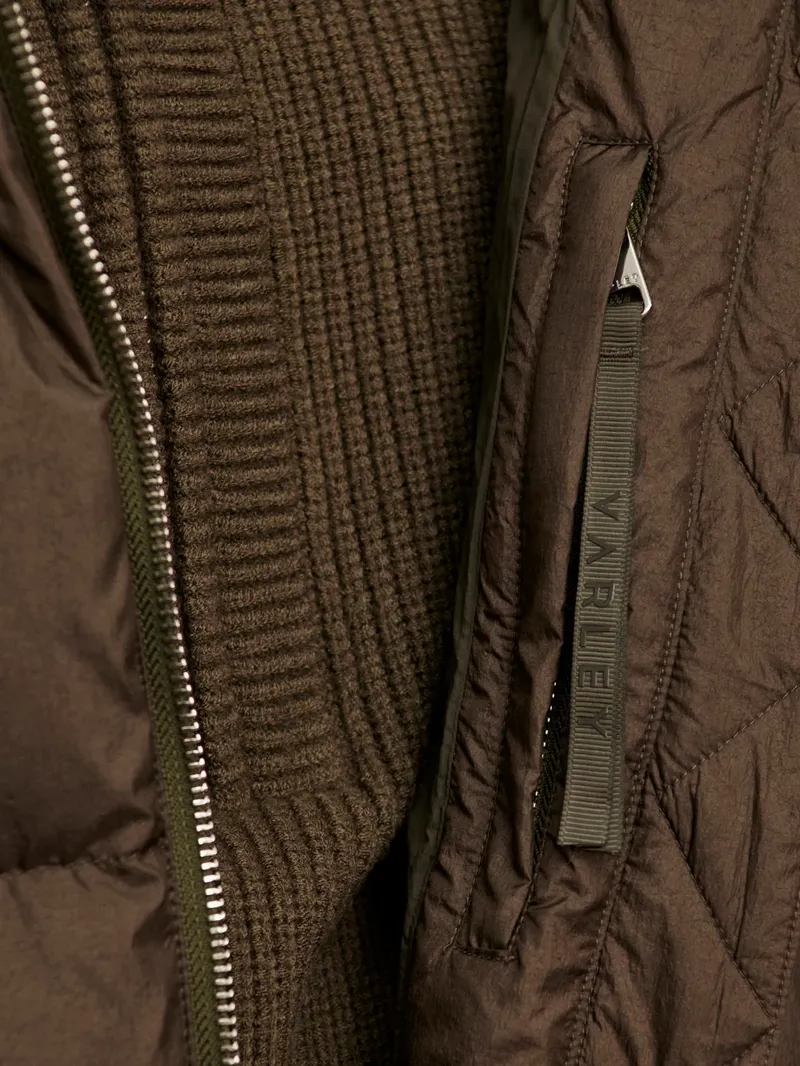 Varley Katya Long Down Puffer - Dark Olive Metallic-4