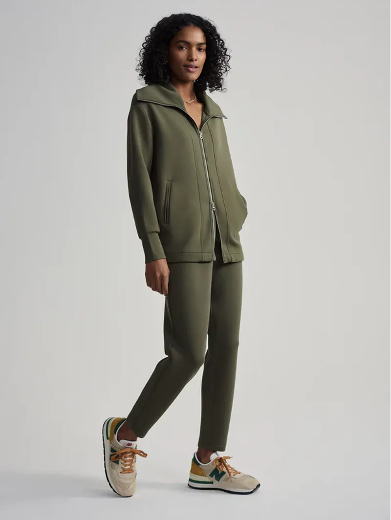Varley Raleigh Zip-Through Sweat - Olive Night-3