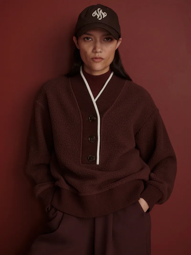 Varley Brenna Button-Neck Fleece - Mahogany-2