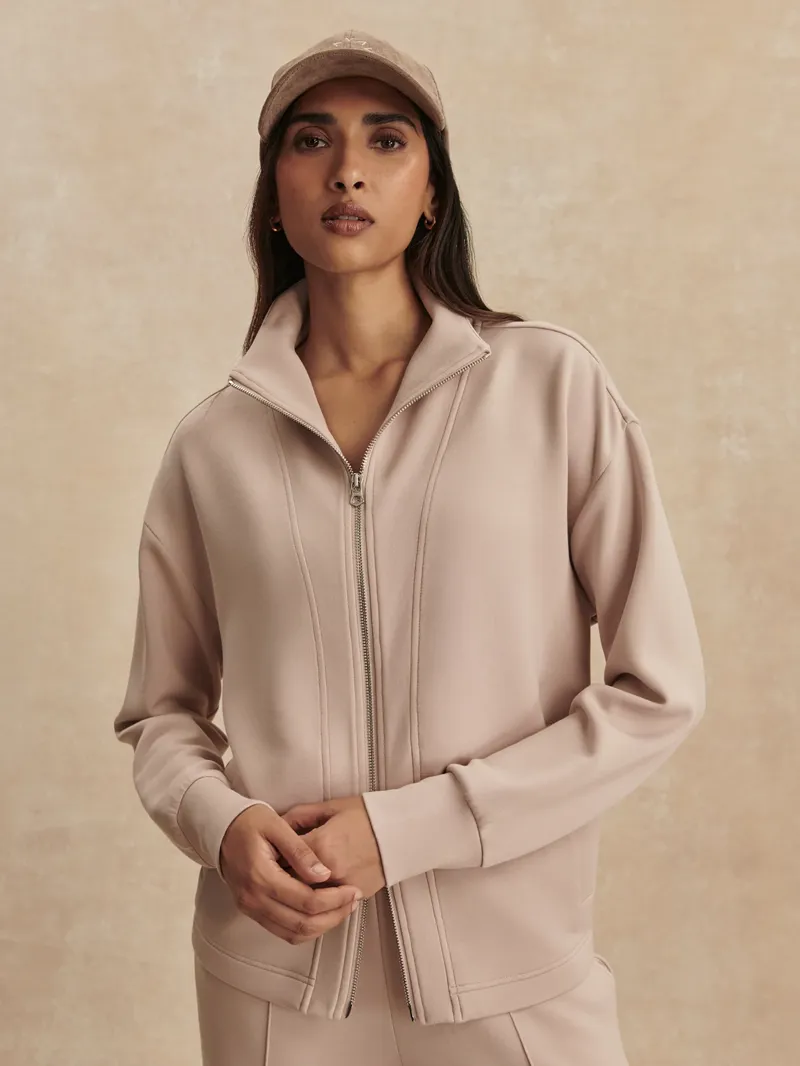 Varley Arlene Zip-Through Sweat - Mushroom