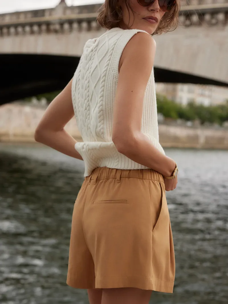 Varley Tatyana Cable Knit Vest - Egret-4