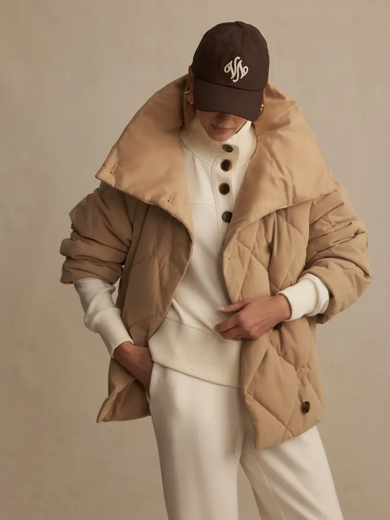 Varley Evren Short Quilted Coat - Light Taupe-1