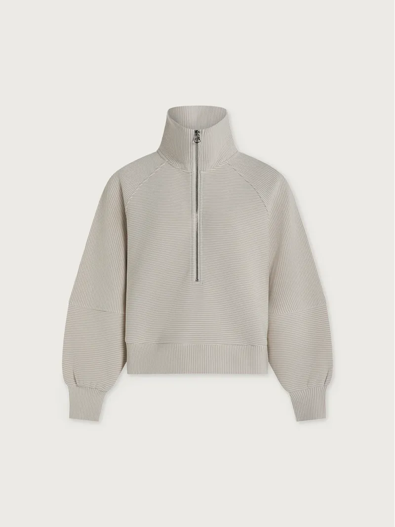 Varley Milano 2.0 Half-Zip Sweat - Silver Grey/ Snow White-5