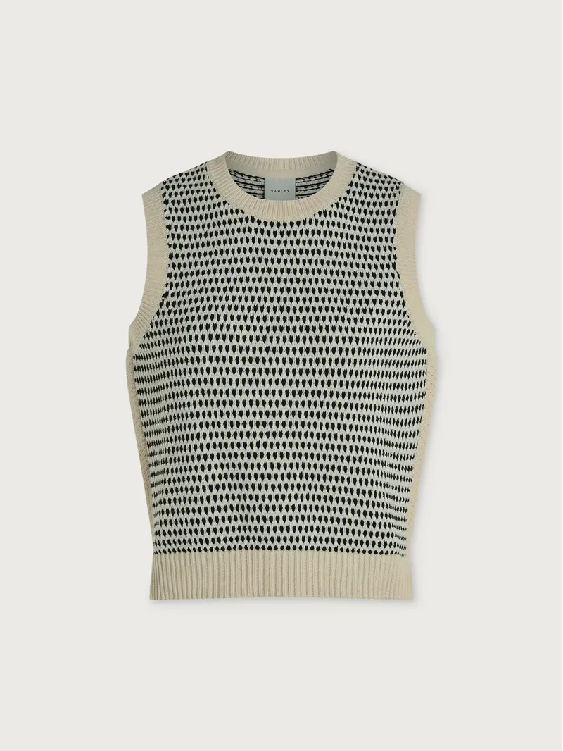 Varley Knowles Textured Knit Vest - Birch Multi Stitch-4