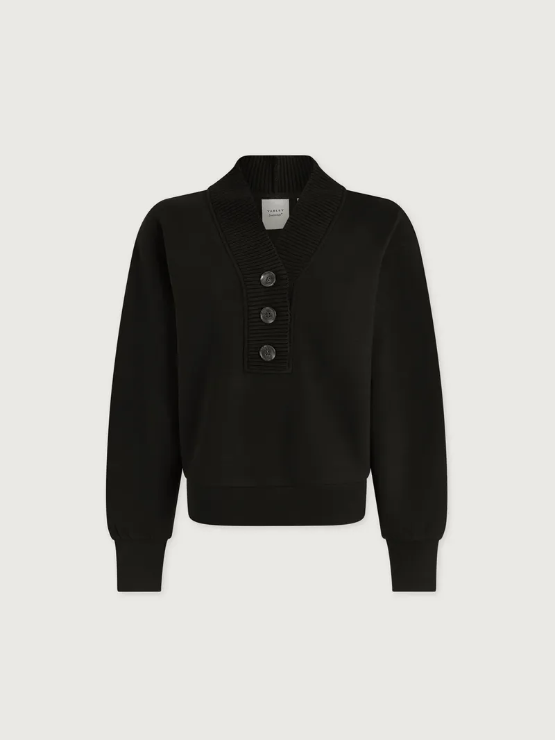 Varley Lucine Button Front Sweat - Black-5