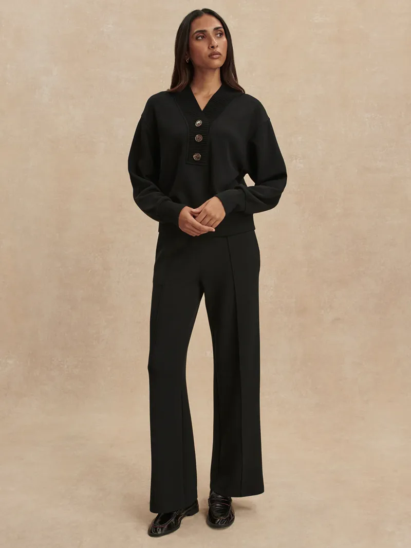 Varley Lucine Button Front Sweat - Black-4