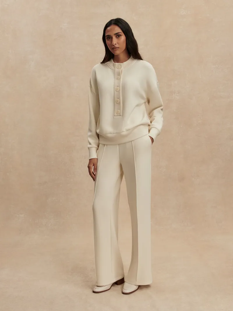 Varley Reena Button Front Sweat - Pristine-2