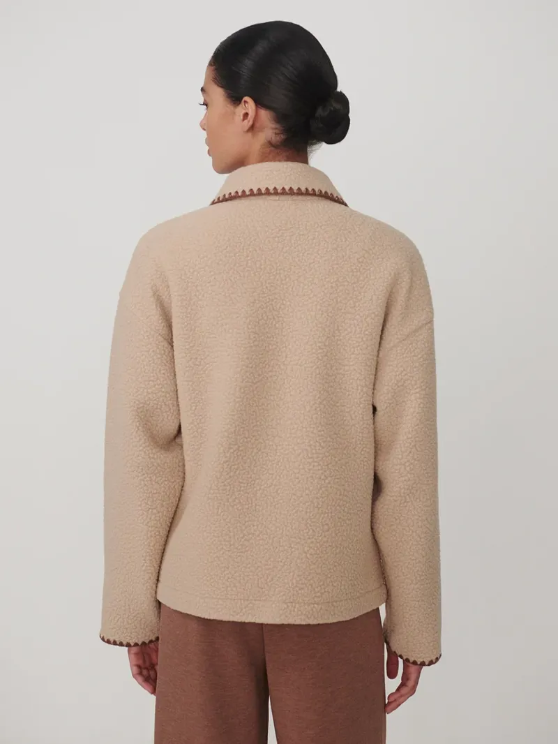 Varley Ruiko Zip-Through Fleece - Light Taupe-4