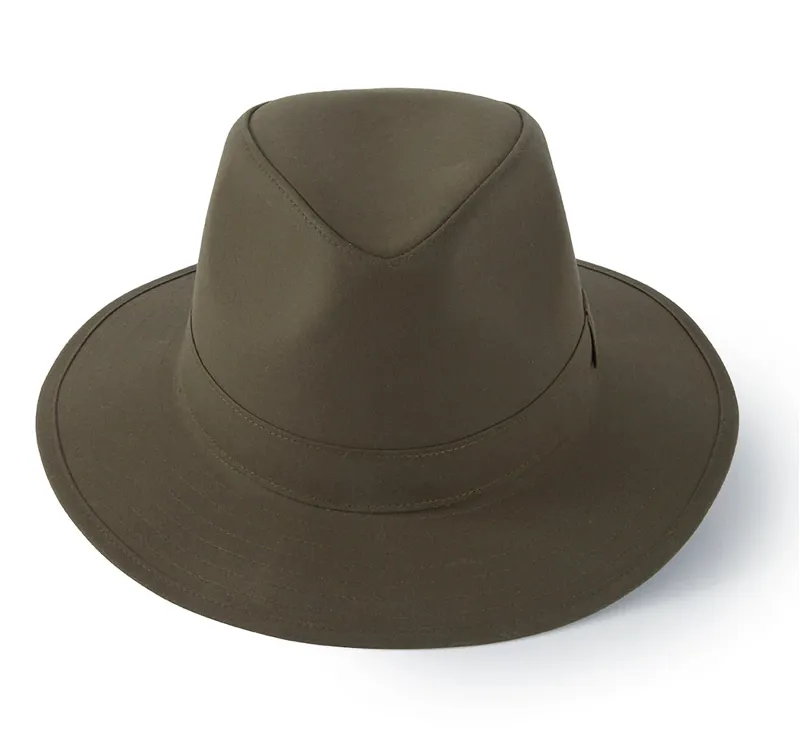 Hicks and Brown Darsham Wax Fedora in Olive Green-1