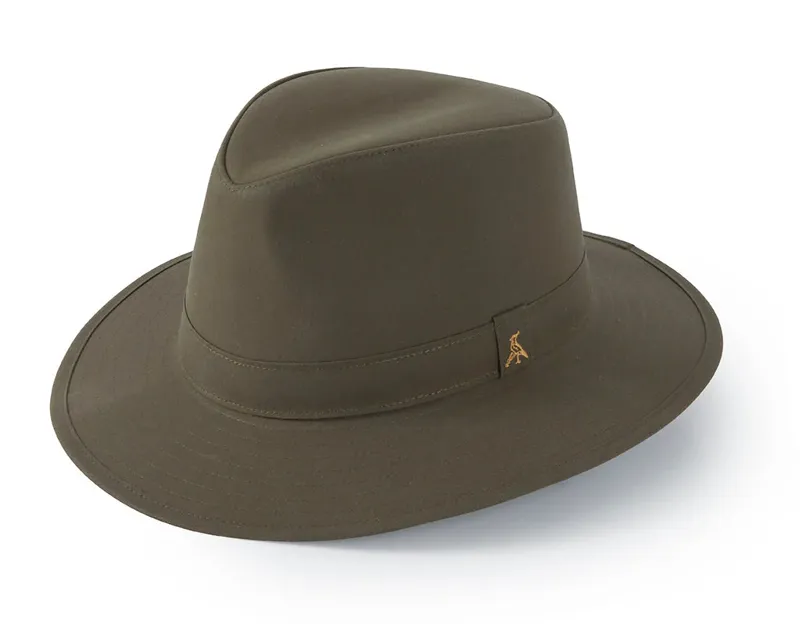 Hicks and Brown Darsham Wax Fedora in Olive Green-2