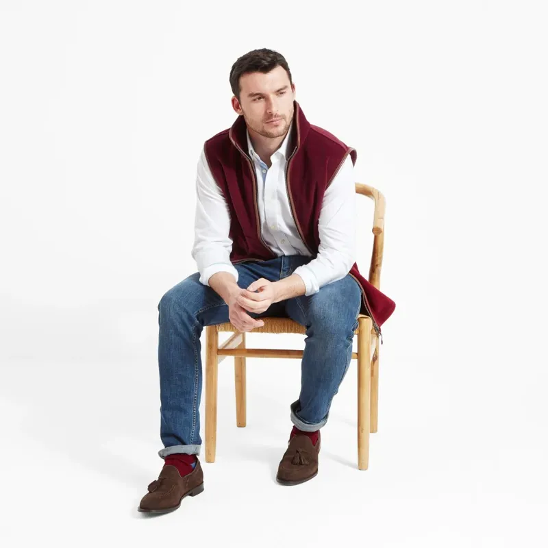 Schoffel Oakham Fleece Gilet - Claret-1