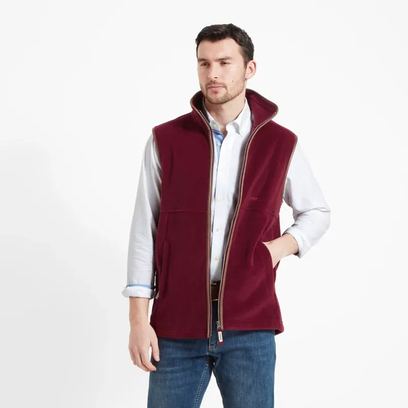 Schoffel Oakham Fleece Gilet - Claret-2