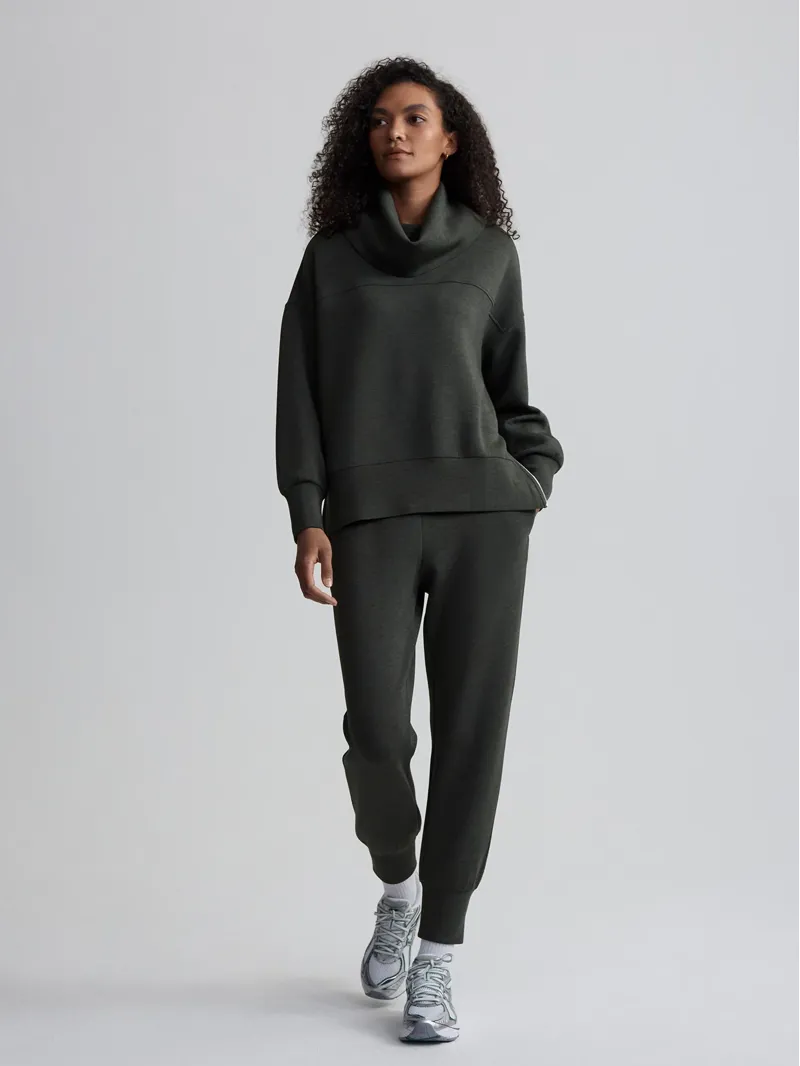 Varley Priya Longline Sweat - Olive Marl-1