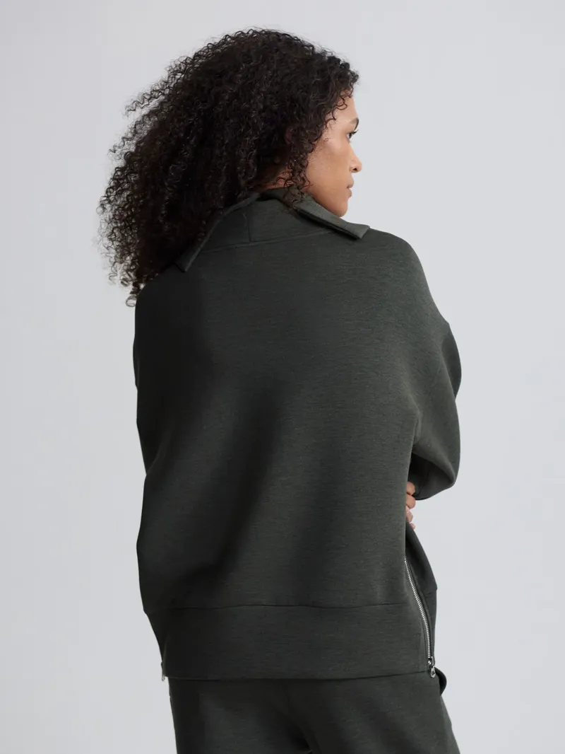 Varley Priya Longline Sweat - Olive Marl-4
