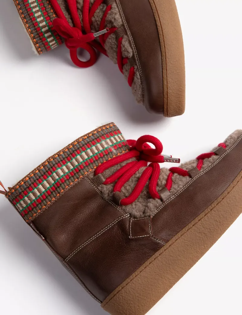 Penelope Chilvers Cosmos Fleece Boot - Dark Brown/Multi-3