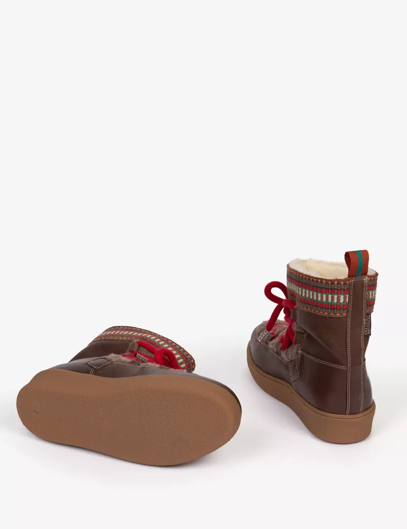 Penelope Chilvers Cosmos Fleece Boot - Dark Brown/Multi-4