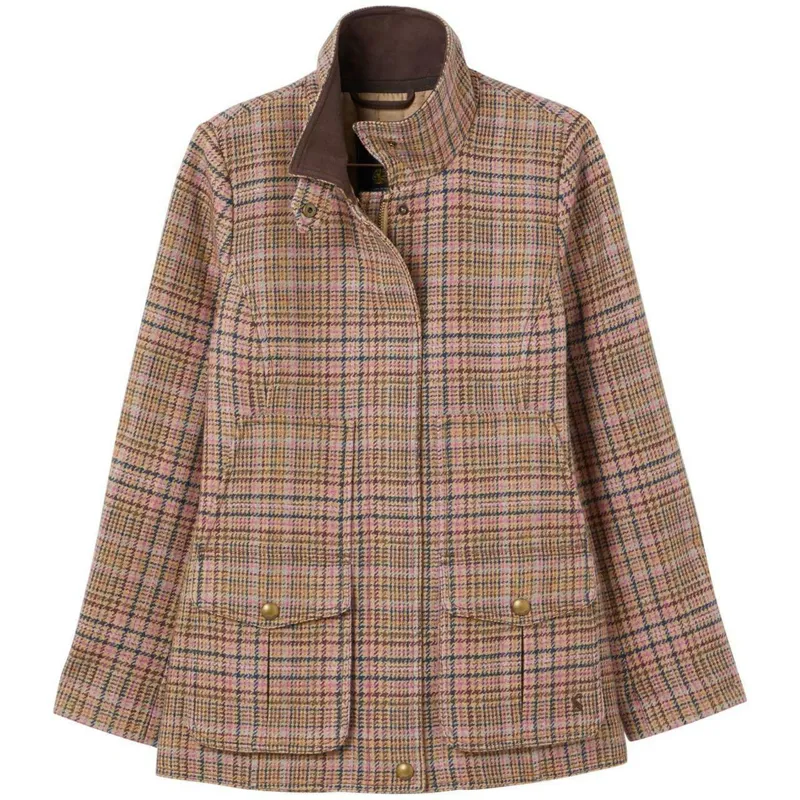 Joules Ladies Pink Tweed Field Coat-1