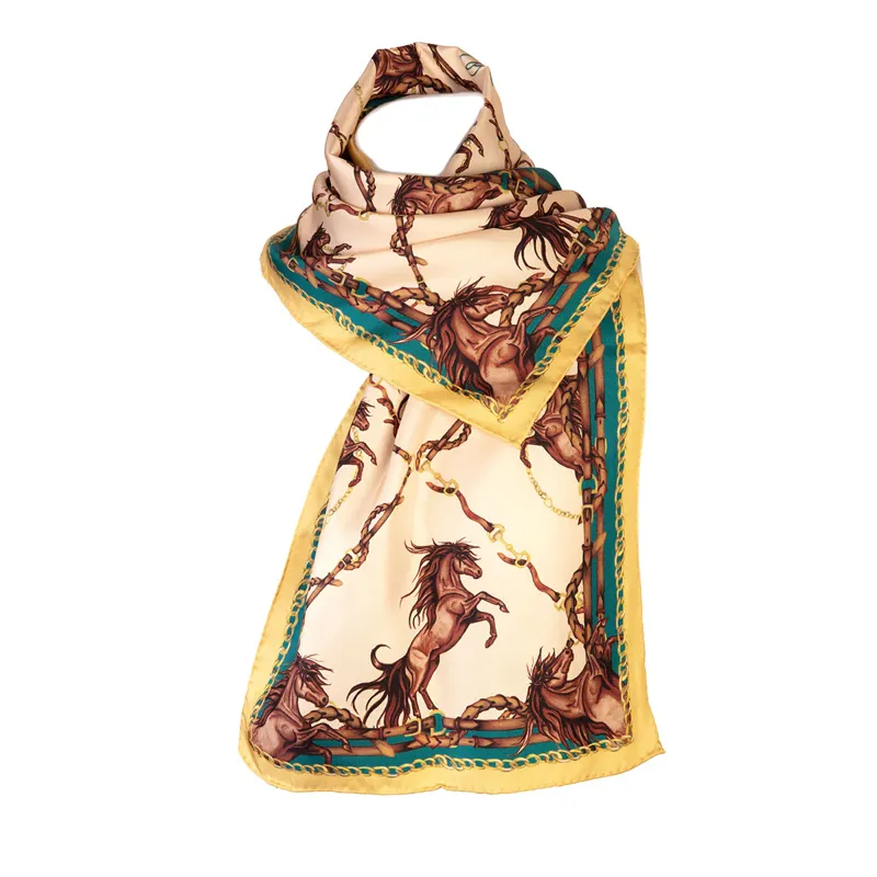 Clare Haggas Rearing To Go Oyster and Teal Narrow Scarf-2