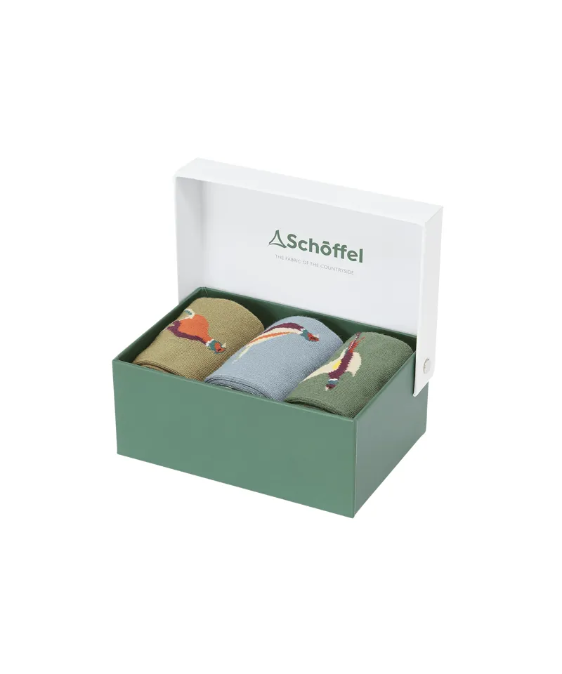 Schoffel Bamboo Socks - Box of 3 - Lake Blue Pheasant-1