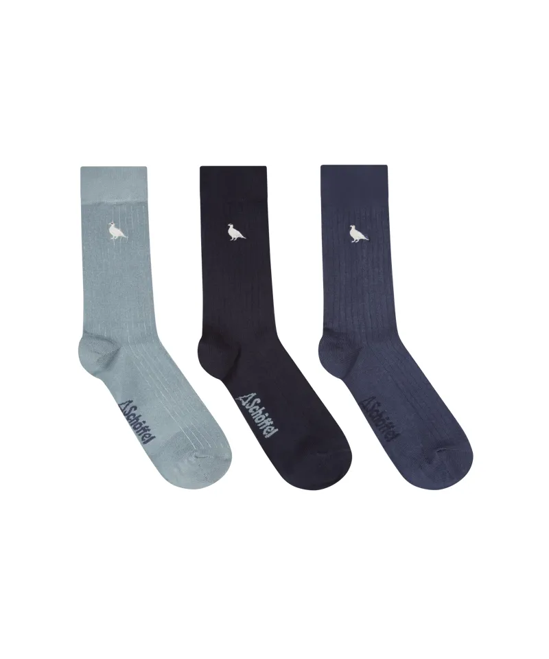 Schoffel Bamboo Socks - Box of 3 - Blue Ptarmigan Mix