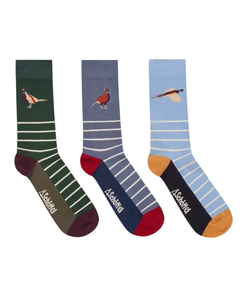 Schoffel Bamboo Socks - Box of 3 - Pheasant Mix