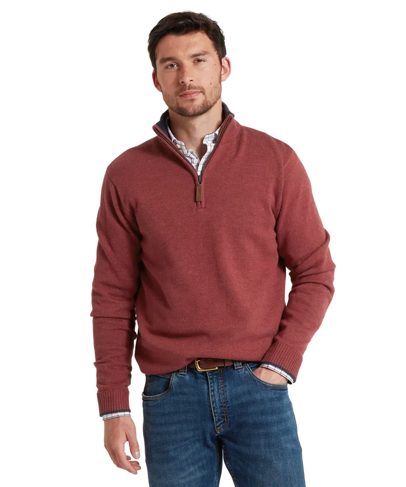 Schoffel Blair Quarter Zip Jumper - Redwood-1