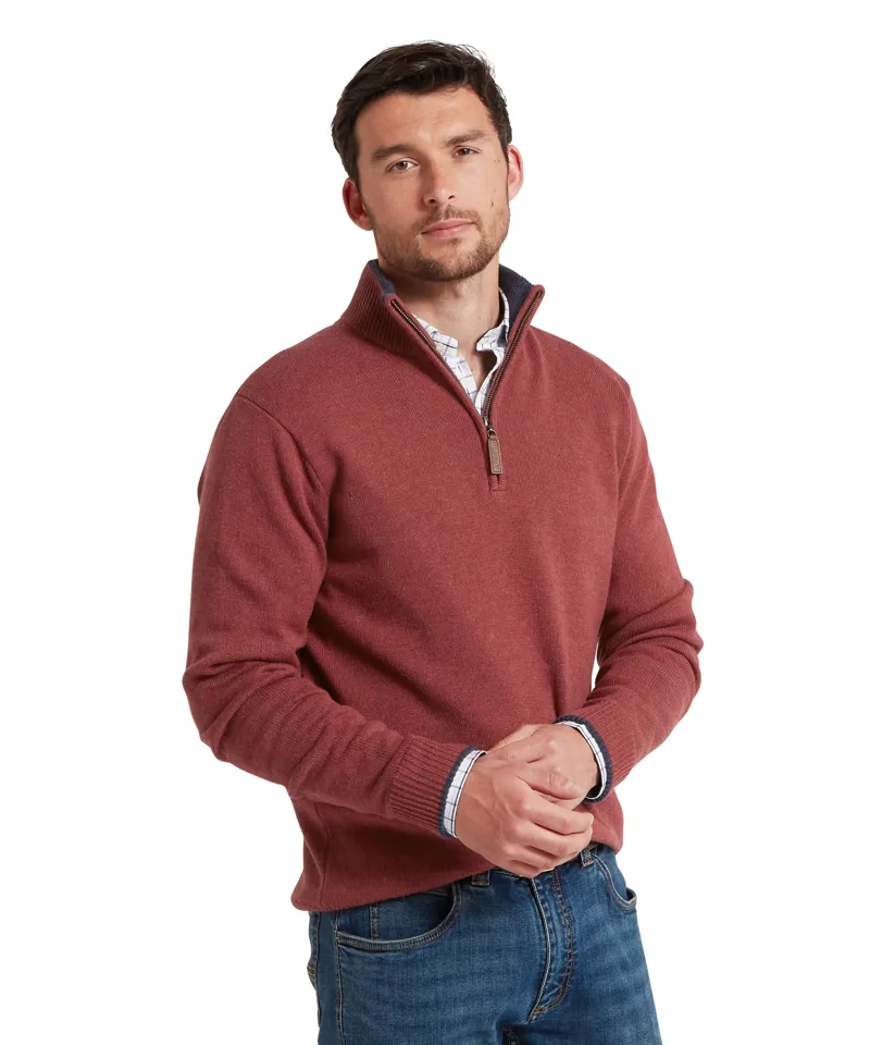 Schoffel Blair Quarter Zip Jumper - Redwood-3