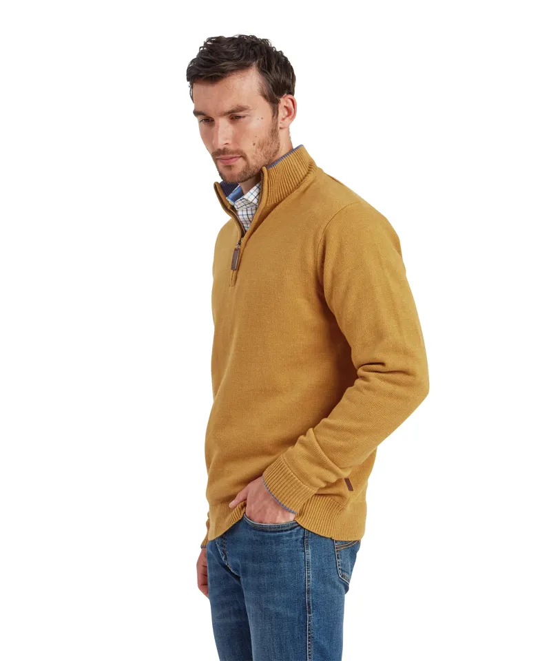 Schoffel Blair Quarter Zip Jumper - Mustard-3