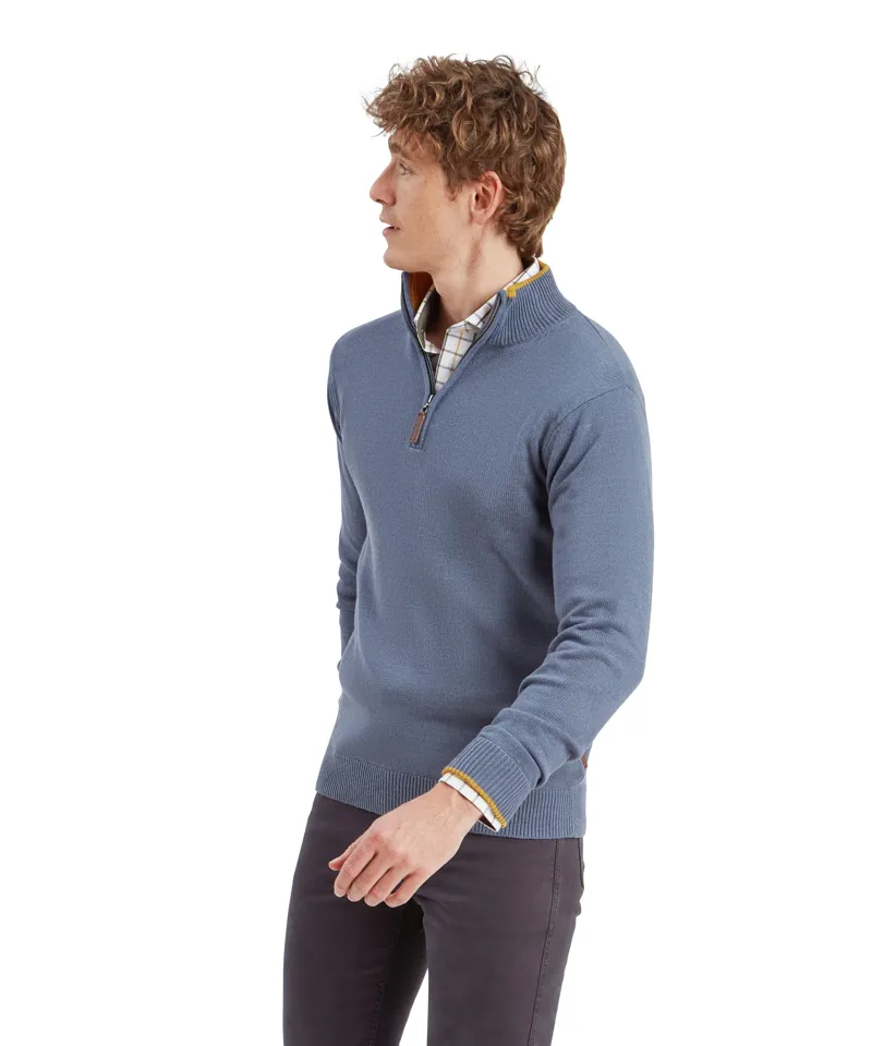 Schoffel Blair Quarter Zip Jumper - Vintage Navy-3