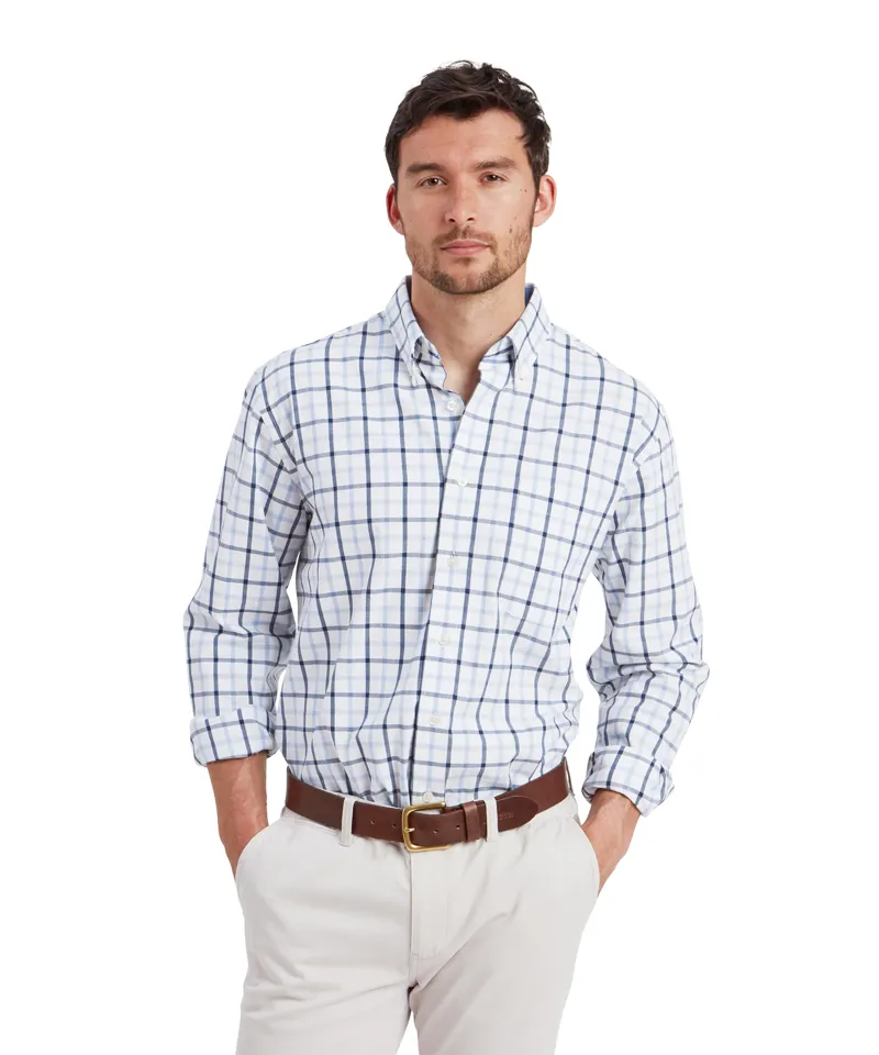 Schoffel Brancaster Classic Shirt - Imperial Blue Check-1