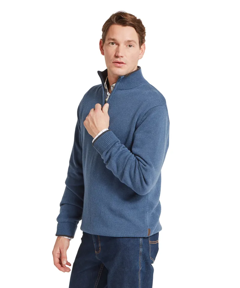 Schoffel Castlebay 1/4 Zip Jumper - Force Blue-5