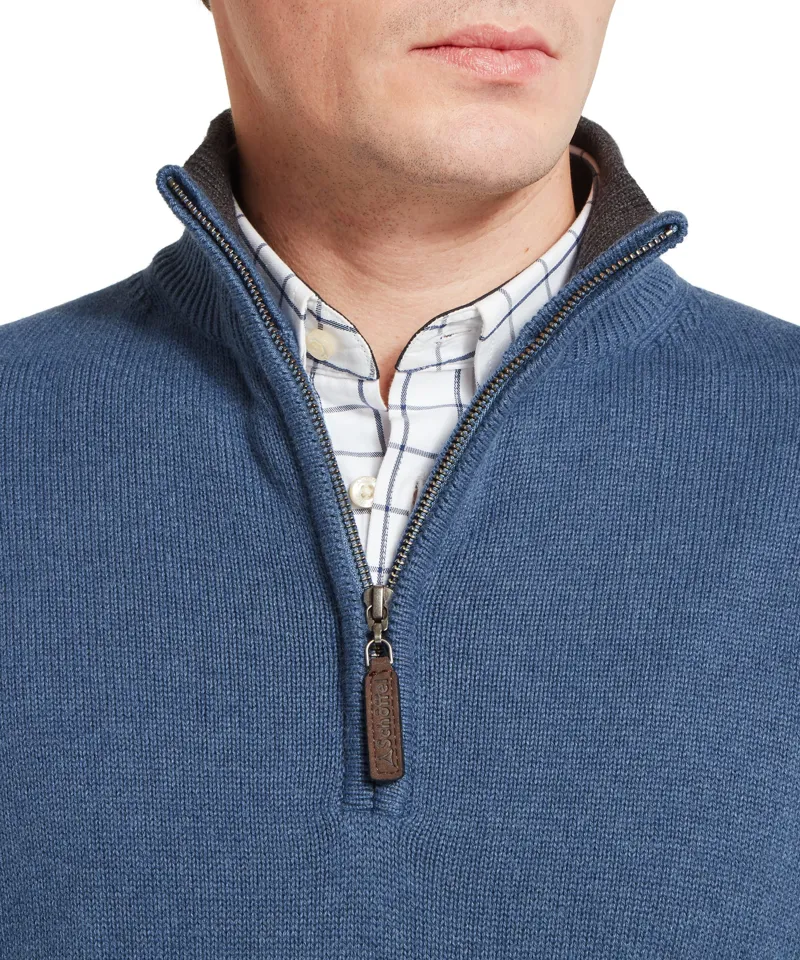 Schoffel Castlebay 1/4 Zip Jumper - Force Blue-7