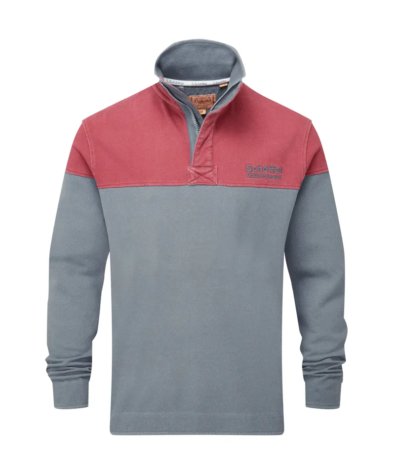 Schoffel Helford Heritage Sweatshirt - Slate Red/Dark Pigeon Blue
