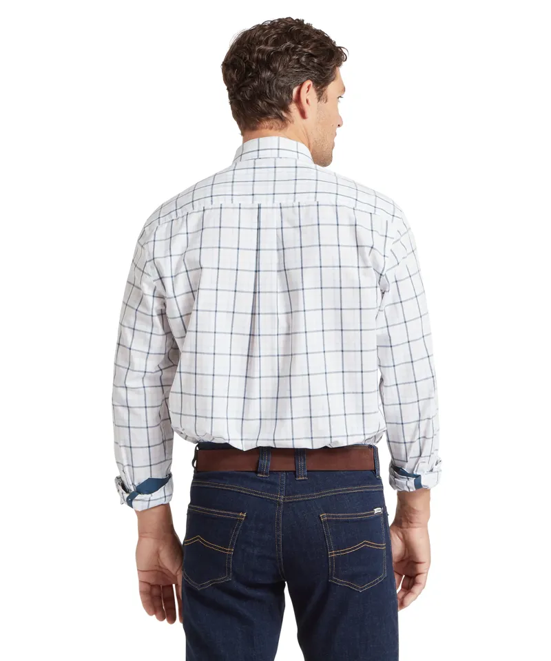 Schoffel Holkham Classic Shirt - Deep Ocean Blue/Coral Peach-2