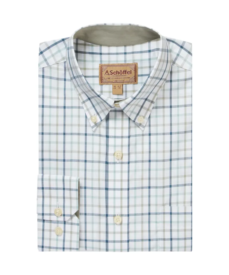 Schoffel Holkham Classic Shirt - Deep Ocean Blue/Agave Green-3