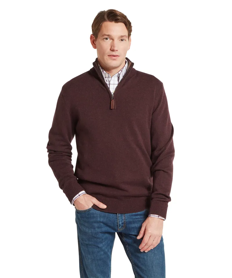 Schoffel Lewis Lambswool Quarter Zip Jumper - Port-2