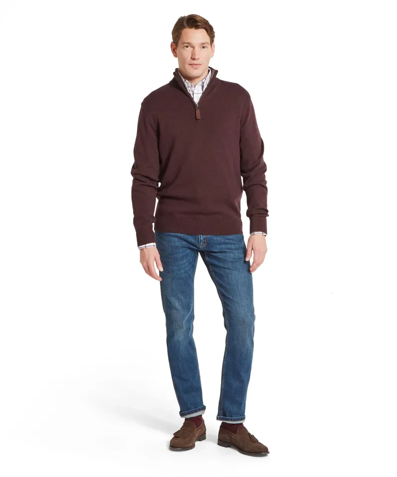 Schoffel Lewis Lambswool Quarter Zip Jumper - Port-3