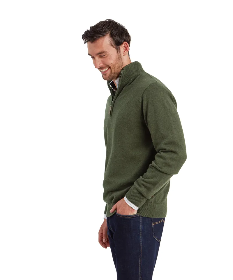 Schoffel Lewis Lambswool Quarter Zip Jumper - Woodland-2