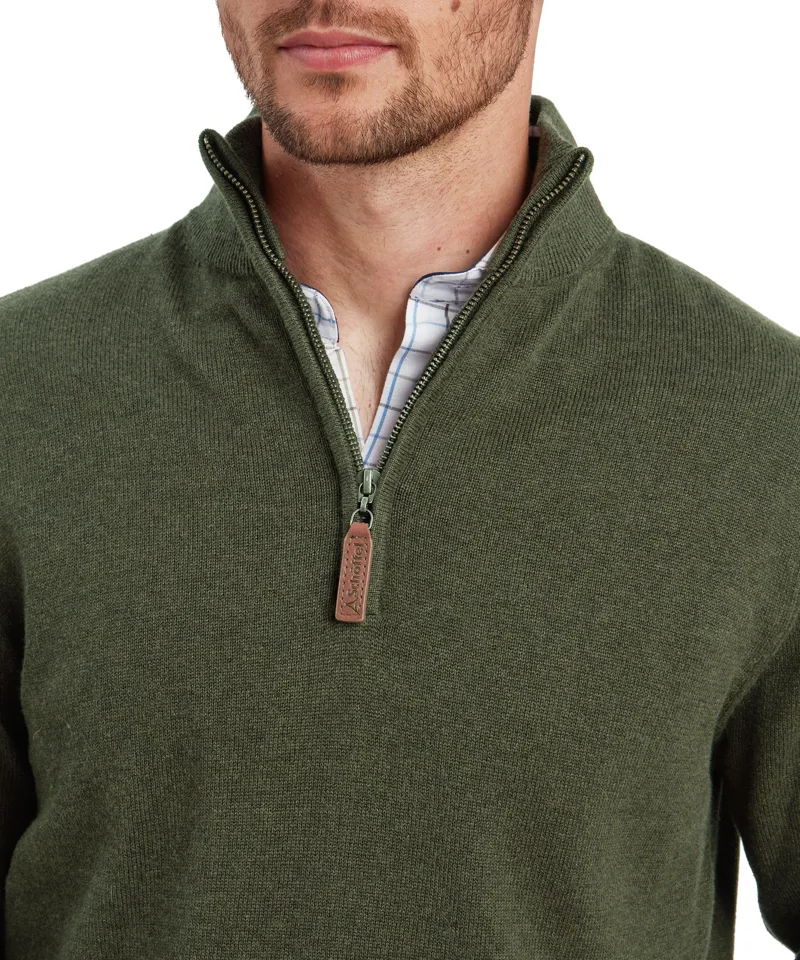 Schoffel Lewis Lambswool Quarter Zip Jumper - Woodland-5