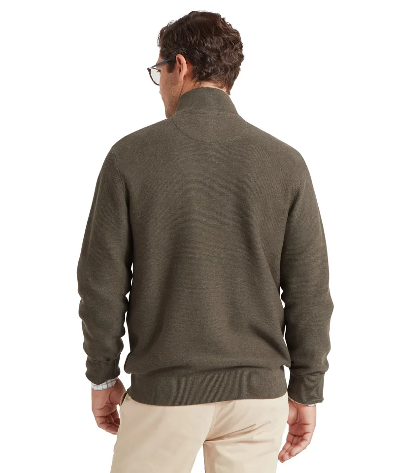 Schoffel Porthleven Quarter Zip Jumper - Beetle Green-3