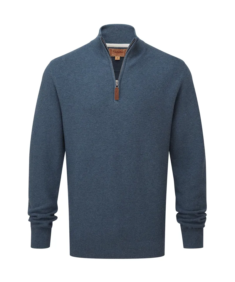 Schoffel Porthleven Quarter Zip Jumper - Dark Pigeon Blue